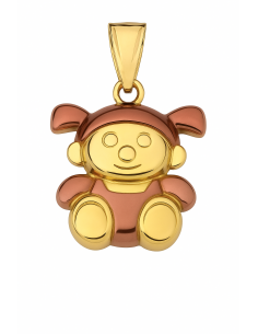 Colgante en Oro con Forma de Muñeca Infantil con esmalte de color - Oro Amarillo 18K
