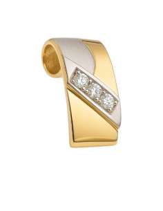 Colgante en Oro Bicolor de 18K con Tres Circonitas - Oro Amarillo y Blanco 18K