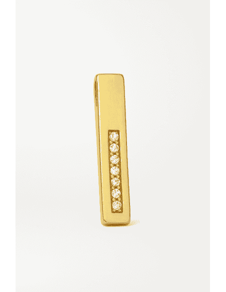 colgante barra oro 18k, colgante vertical con circonitas, joya minimalista oro, colgante moderno mujer, colgante oro elegante, r