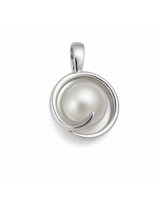 Colgante en Oro Blanco con Perla Central - Oro Blanco 18K