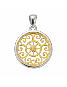 Colgante en Oro Blanco con Detalle Radial en Oro Amarillo - Oro Blanco y Amarillo 18K