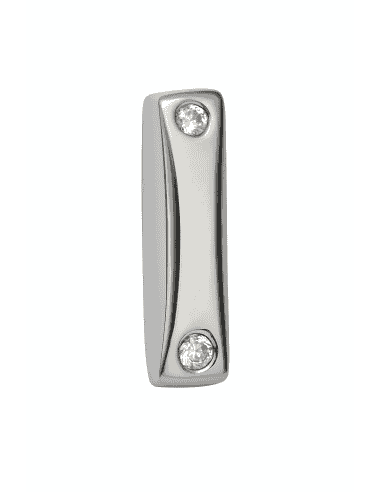 Colgante en oro blanco con forma Rectangular y Circonitas - Oro Blanco 18K
