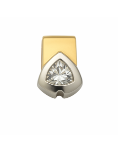 Colgante en Oro Bicolor con Piedra Triangular Central - Oro amarillo y Blanco 18K