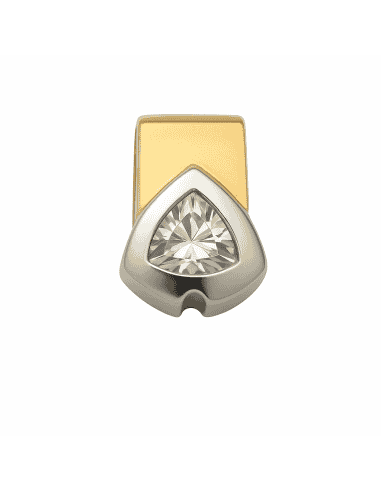Colgante en Oro Bicolor con Piedra Triangular Central - Oro amarillo y Blanco 18K