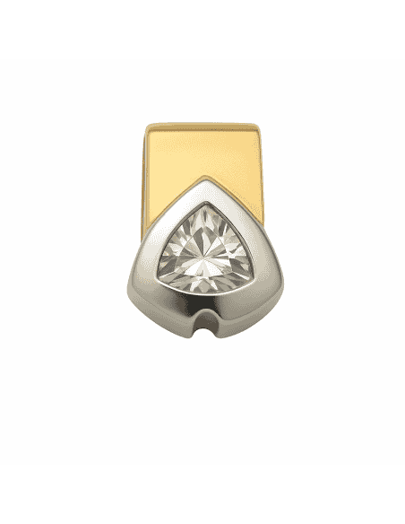 Colgante en Oro Bicolor con Piedra Triangular Central - Oro amarillo y Blanco 18K