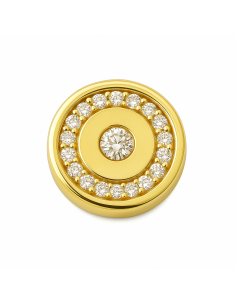 Colgante en oro con Forma Circular y Circonita Central y Aro de Circonitas -  Oro Amarillo 18K