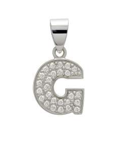 Colgante Letra G en Oro Blanco Letra G con Circonitas - Oro Blanco 18K