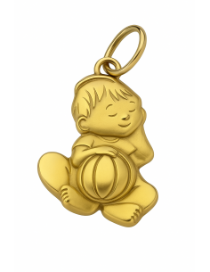 Colgante en oro Forma de Bebé con Balón - Oro Amarillo 18K