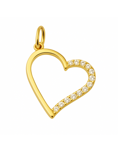 Colgante en oro Corazón y  Circonitas - Oro Amarillo 18K