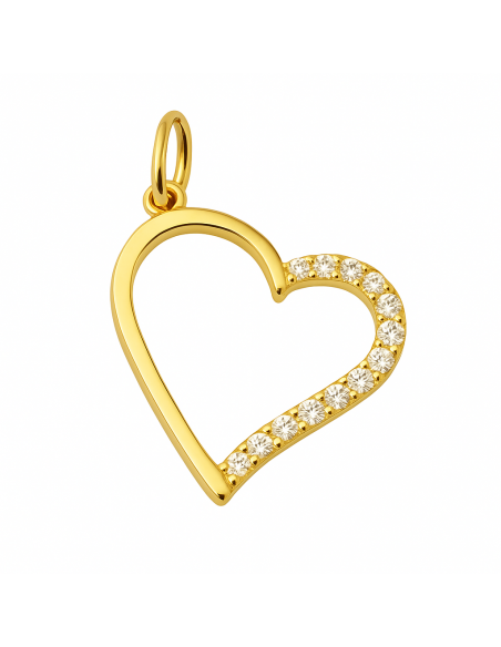 Colgante en oro Corazón y  Circonitas - Oro Amarillo 18K
