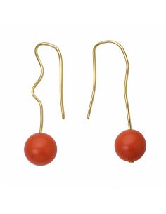 Pendientes para Mujer Largos en Oro y Perla de Coral - Oro Amarillo 18K