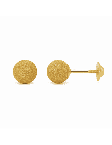 Pendiente para Niña en oro Bola de 4mm Grabado Picado - Oro Amarillo 18K