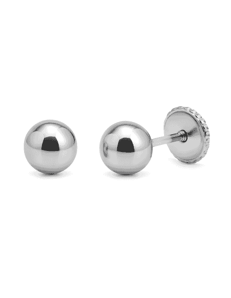 Pendientes para Niña Bola 5mm en Oro Blanco - Oro Blanco 18K