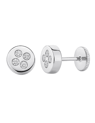 Pendientes para Niña en Oro Blanco circulo con 4 circonitas - Oro Blanco 18K
