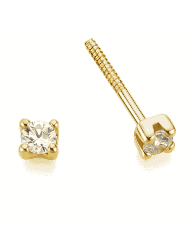 Pendientes para Niña Oro con circonita 2.5 mm - Oro Amarillo 18K