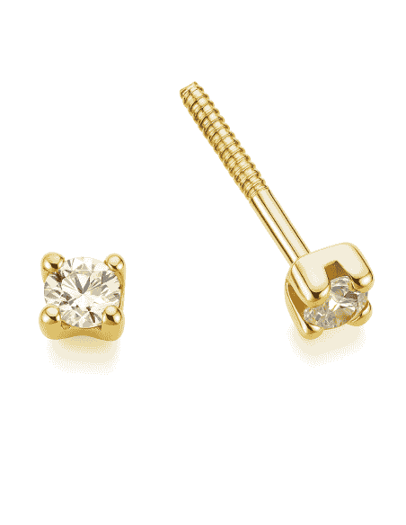 Pendientes para Niña Oro con circonita 2.5 mm - Oro Amarillo 18K