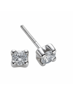 Pendiente para Niña en Oro Blanco Circonita  4 Garras - Oro Blanco 18K