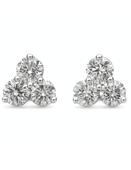 Pendientes para Niña en Oro blanco Trebol de Tres circonitas - Oro Blanco 18K