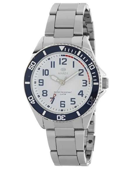 Reloj para Niño Deportivo con Correa de Acero y Esfera Blanca- Marea B41361/4