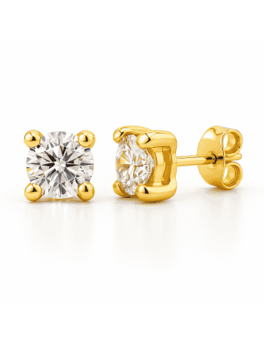 Pendientes Universal en oro con circonita 4.5 mm - Oro amarillo 18K