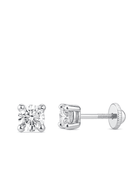 Pendientes Universales en Oro Blanco con circonita - Oro Blanco 18K