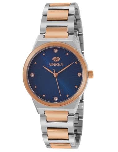 Reloj para Mujer Bicolor con Esfera Azul y Detalles en Oro Rosa - Marea B41280/3