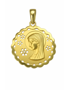 Medalla Virgen Niña con circonita - Oro Amarillo 18K