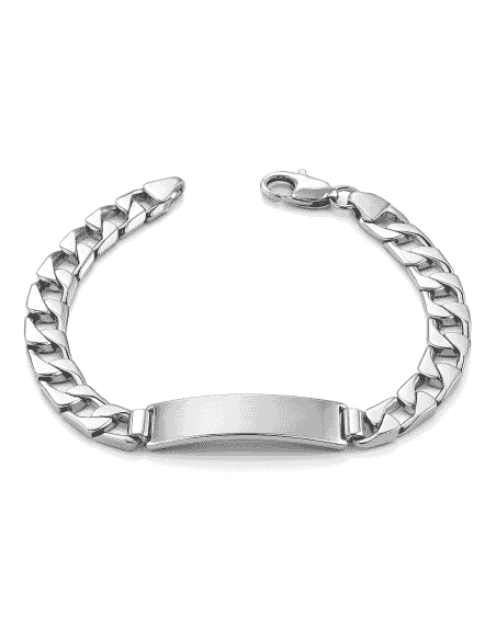 Pulsera esclava de plata de ley con eslabones  gourmette cuadrada  - Plata 925