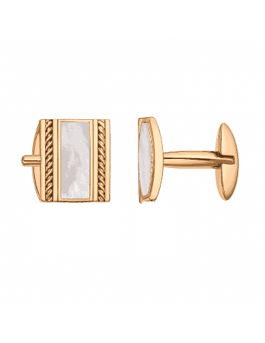 Gemelos para Hombre de Plata Rectangulares Rosado y Madreperla - Salvatore 100HA071