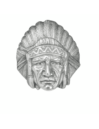 Anillo para Hombre de Plata con Diseño de Indio Nativo Americano - Plata 925