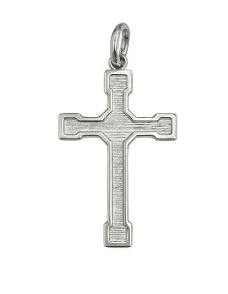 Cruz de Plata de Ley con Acabado Texturizado y Bisel Brillante - Hurjo R015901169