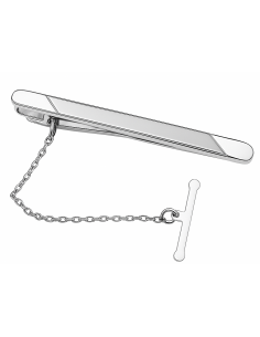 Pisacorbatas de Oro blanco con Centro Matizado y Bajorrelieves Laterales – Oro Blanco 18K