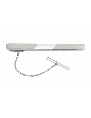 Pisacorbatas de Oro Blanco Centro Liso en Bajorrelieve Brillo  – Oro Blanco 18K