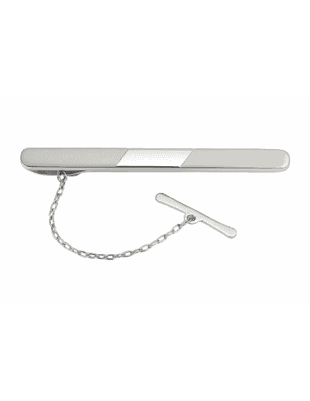 Pisacorbatas de Oro Blanco Centro Liso en Bajorrelieve Brillo  – Oro Blanco 18K