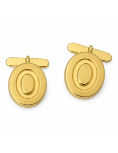 Gemelos Ovalados en oro con Grabado en Altorrelieve Mate – Oro Amarillo 18K