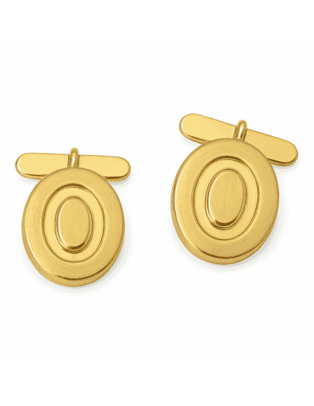 Gemelos Ovalados en oro con Grabado en Altorrelieve Mate – Oro Amarillo 18K
