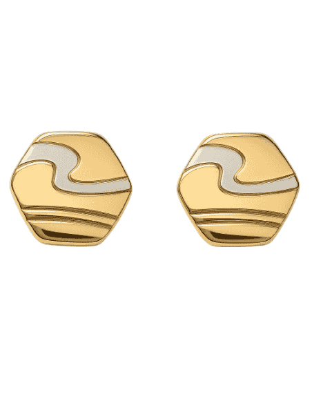 Gemelos Cubre Botones de oro Hexagonales – Oro Amarillo y Blanco18K