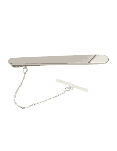 Pisacorbatas de Oro Blanco con Punta Lisa en Bajorrelieve Brillante – Oro Blanco 18K