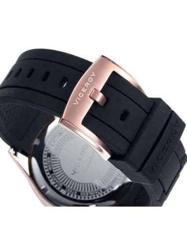 Reloj para Mujer Viceroy Cronógrafo con Correa de Silicona Negra y Caja en Oro Rosa