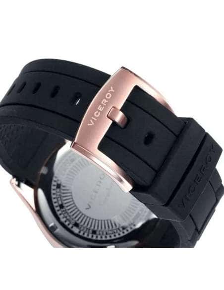 Reloj para Mujer Viceroy Cronógrafo con Correa de Silicona Negra y Caja en Oro Rosa