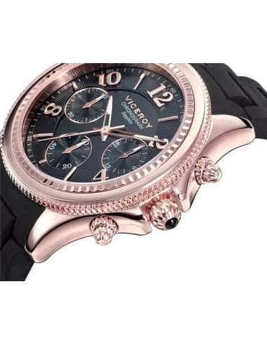 Reloj para Mujer Cronógrafo con Correa de Silicona Negra y Caja en Oro Rosa - Viceroy 47894-55