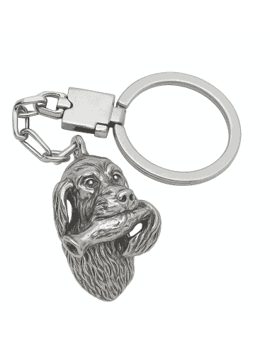 Llavero de Plata de Ley con Cabeza de Perro Cobrador en Relieve - Plata de 925K