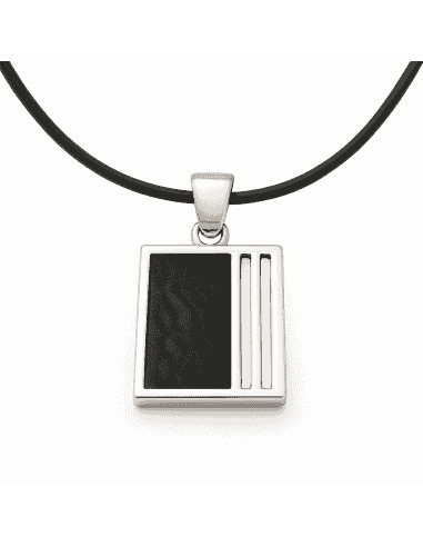 Colgante de Plata de Ley con Detalle Negro y Líneas Geométricas - Salvatore 81C0016