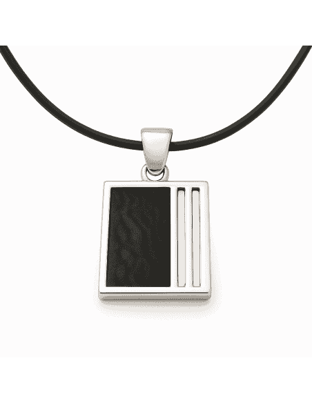Colgante de Plata de Ley con Detalle Negro y Líneas Geométricas - Salvatore 81C0016