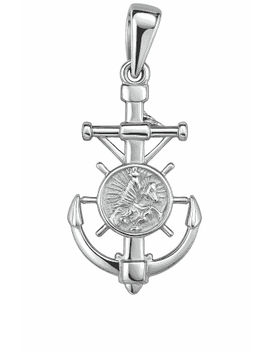 Colgante Cruz del Mar en Plata  y Virgen del Carmen Reversible de plata de ley - Plata 925