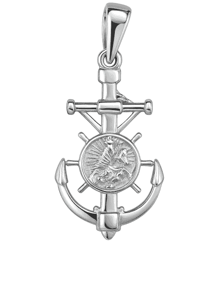 Colgante Cruz del Mar en Plata  y Virgen del Carmen Reversible de plata de ley - Plata 925