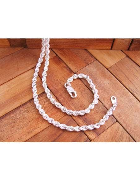 Cadena de plata trenzada o Cordón Salomónico Unisex 4.5m - Plata 925