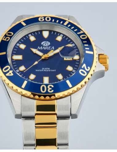 Reloj para Hombre Acero Bicolor Plata y Dorado con Esfera Azul - Marea B36094/19