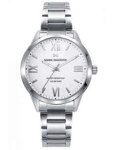 Reloj para Mujer con Esfera Blanca y Detalles Plateados - Mark Maddox MM1009-03