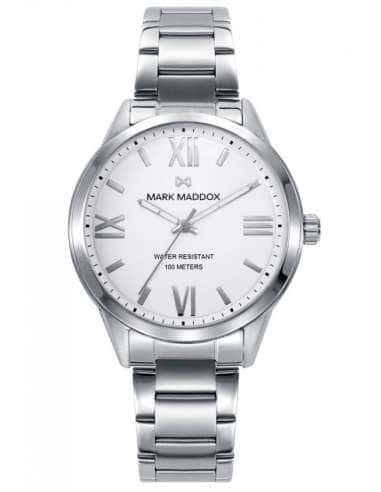 Reloj para Mujer con Esfera Blanca y Detalles Plateados - Mark Maddox MM1009-03